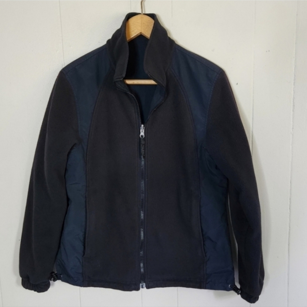 L.L. Bean reversible jacket nylon fleece black XS